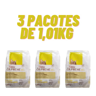 Kit Ração 1kg  1, 2, 3 Pacotes Ração Quatree Supreme Gatos Castrados Frango e batata doce em Oferta na Shopee