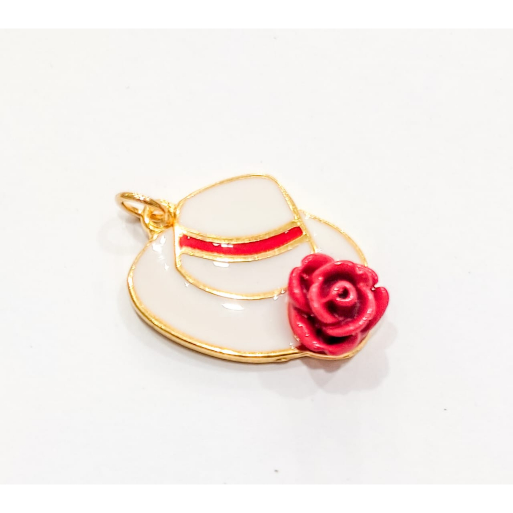 Pingente Chapéu com Rosa Resinado em Oferta na Shopee