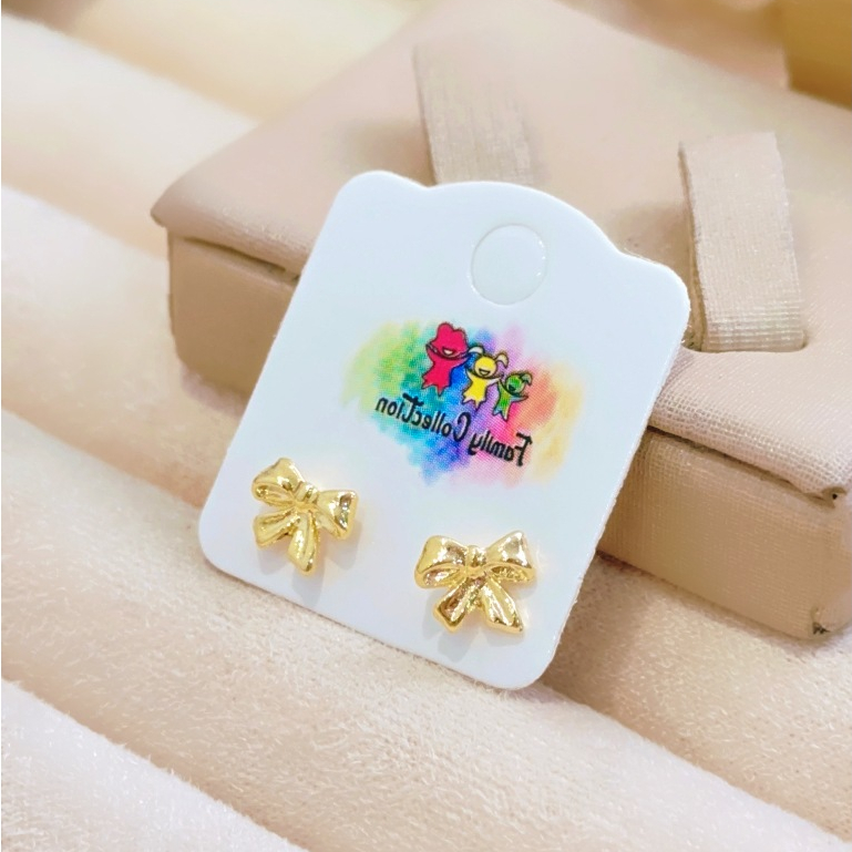 Brinco Infantil Laço Folheado a Ouro 18K - Hipoalergênico com Tarraxa Baby de Segurança