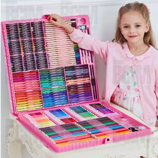 Estojo Maleta Pintura Infantil Lápis Cores Giz Canetinhas e Diversos Tamanhos Desenhos Par...