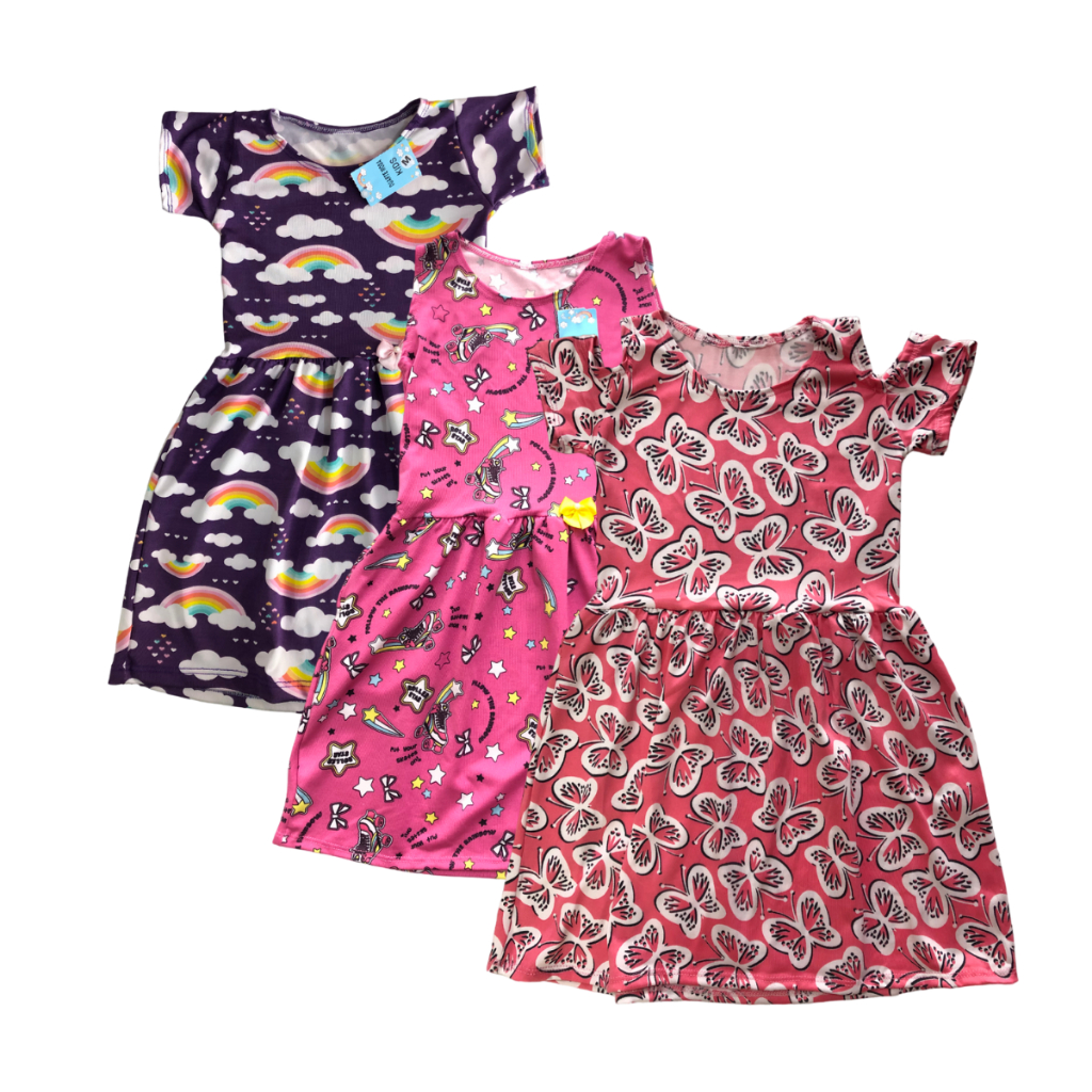 Vestido infantil menina com manga 1 a 6 anos em Oferta na Shopee