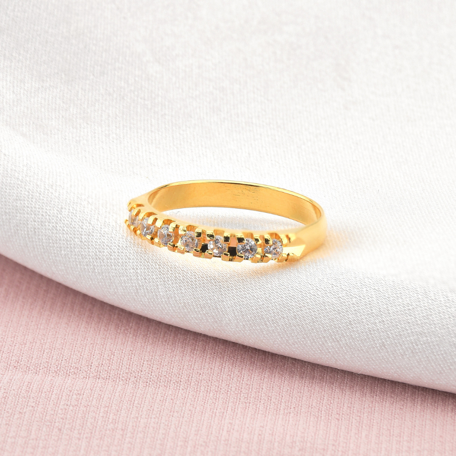 Anel Aparador Meia Aliança Dourada Folheado de Ouro 18k Com Caixinha Presente em Oferta na Shopee