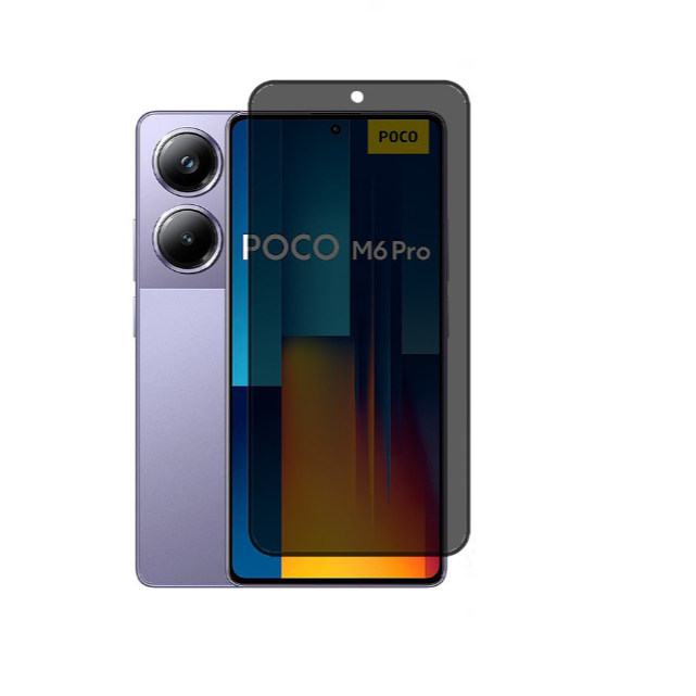 Película de vidro 3D Privativa Anti Spy  Poco M6 Pro 4G / Pelicula de privacidade