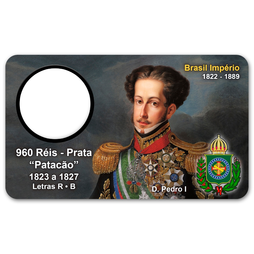 Display Expositor Acrílico para Moedas Réis Patacão do Império Período Dom Pedro I