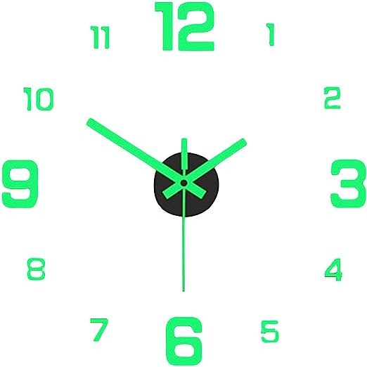 Relógio De Parede 3d Moderno Decoração Números Adesivos 40cm Fluorescente
