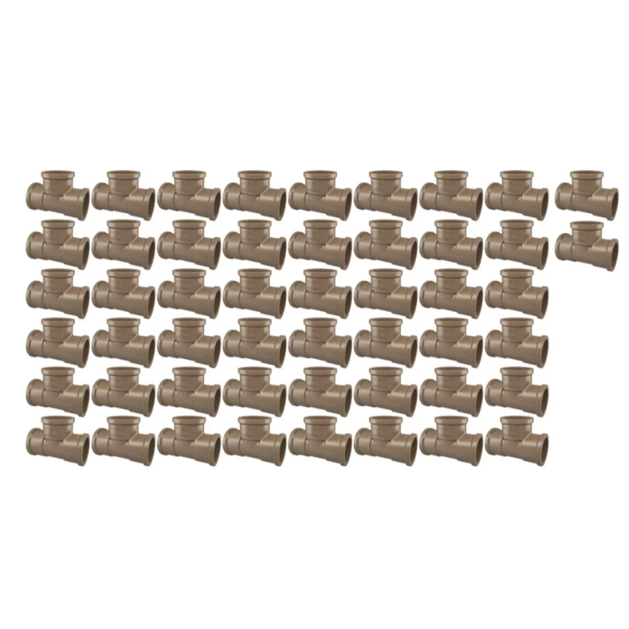 Kit 50 Conexão Tee Pvc Marrom 25mm = 3/4