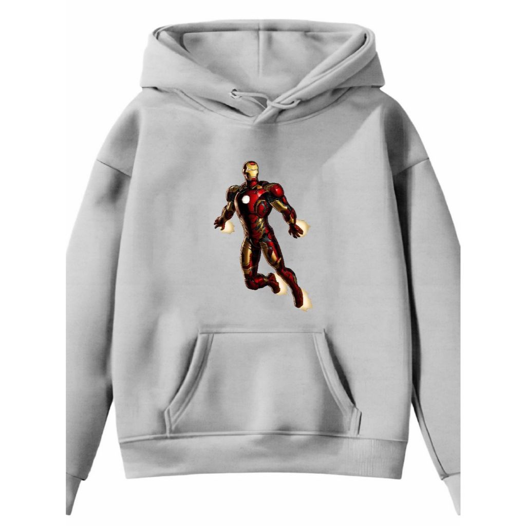 Moletom Infantil Heroi Homem Ferro Desenho Filme Bolso Canguru Com Capuz Liso Shopping