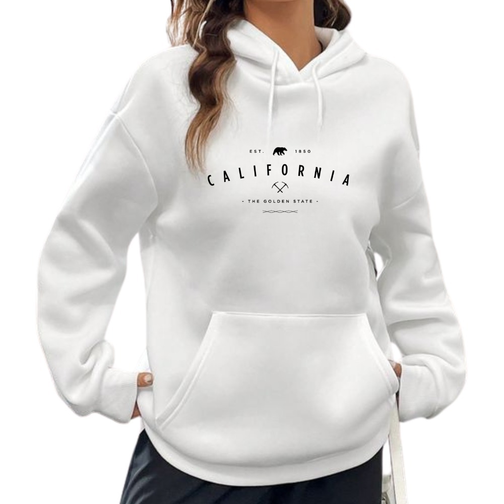 Blusa De Frio Canguru Oversized Outono Inverno Moletom Estampado California Golden em Oferta na Shopee