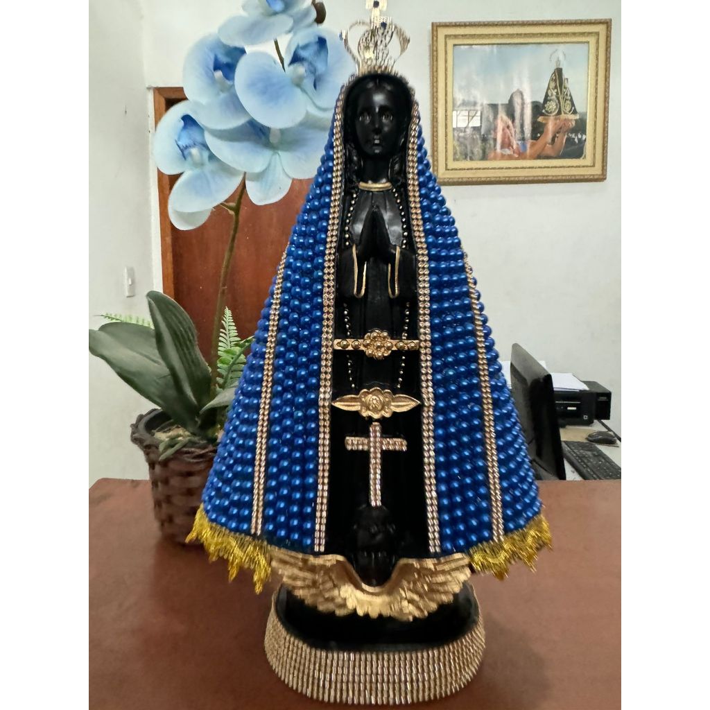 Imagem Nossa Senhora Aparecida 40cm com coroa folheada a ouro ou coroa de gesso. Linda Imagem