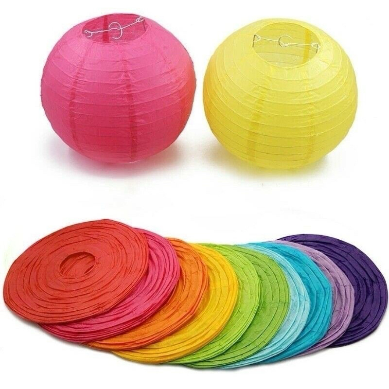 Kit c/05 Lanternas de Papel Enfeite Bola Japonesa Para Festa Decorativa-5 Tamanhos e Varias cores