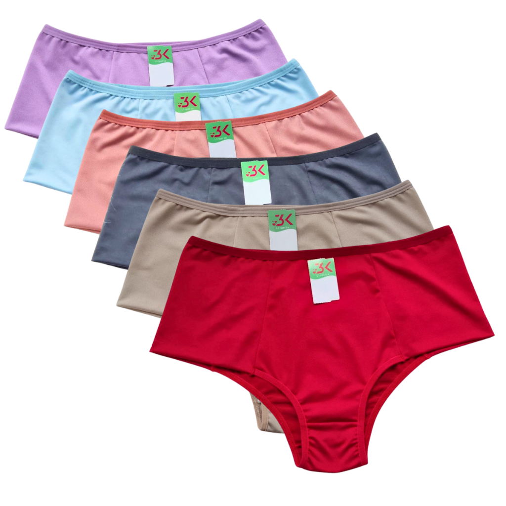 KIT de Calcinha Plus size e Regular Lateral Larga Cintura Alta Pala Dupla na Lateral Segura Culote