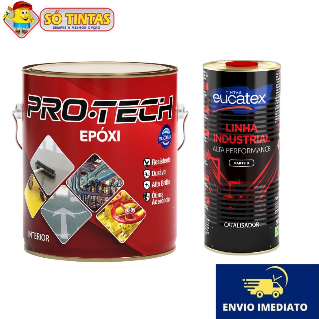 Kit Tinta Epóxi 3,6L + Catalizador 900ml Pro-Tech Eucatex P/ Ardósia, Cerâmica, Azulejos, Vidros em Oferta na Shopee