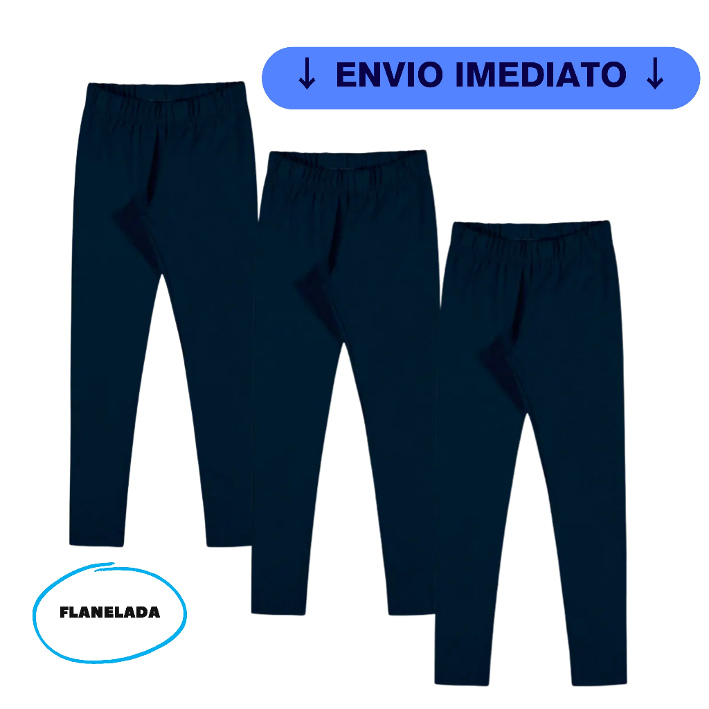 Kit 3 Legging Térmica Adulto Segunda Pele Inverno Peluciada Cintura Alta Preta