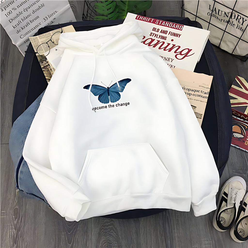 Moletom Feminino Become The Change Blusa De Frio Borboleta