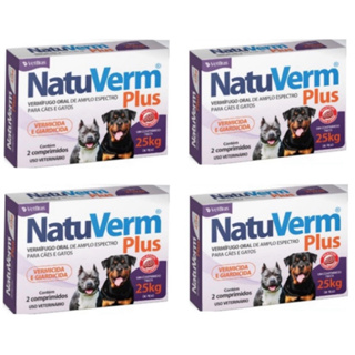Kit C/ 4 Caixas Vermifugo Oral Vermicida E Giardicida Natu Verm Plus 1650mg Cães ou Gatos 2 Comp. Sabor Carne em Oferta na Shopee