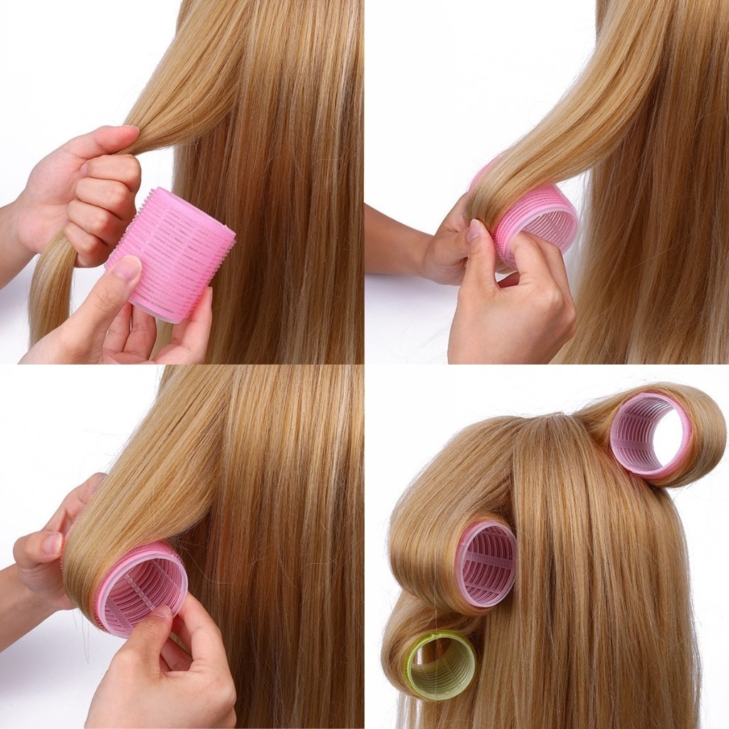 Kit 10 Bobs Cabelo Velcro Modeladores + 10 Prendedores,DIY Styling Tools tamanho unico 6,2x2,5cm