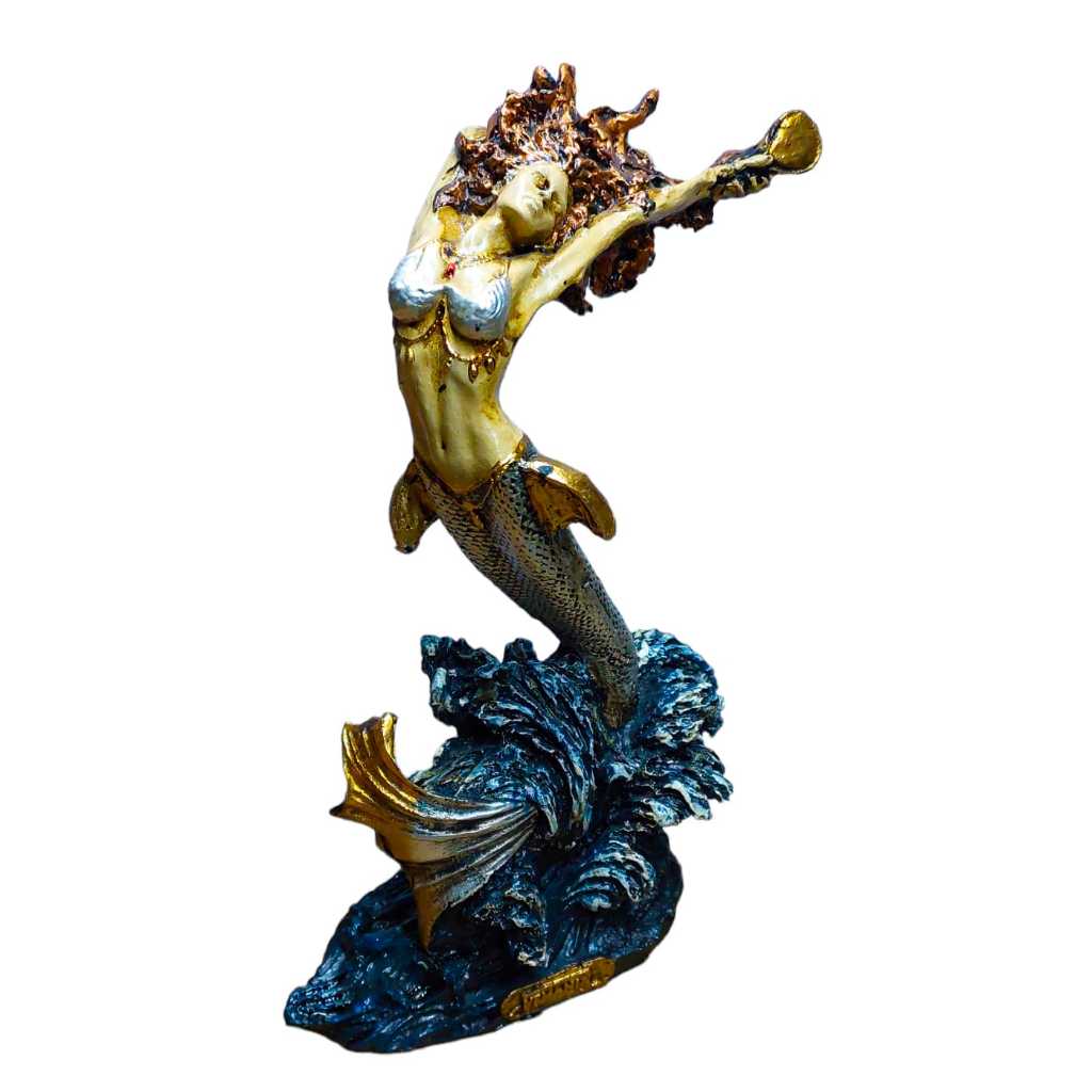 Iemanjá Envelhecida Sereia Orixá Mãe Estatueta Resina 25cm em Oferta na Shopee