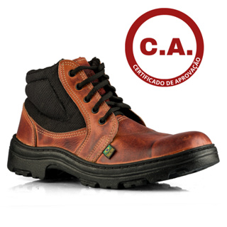 Botina de segurança couro latego, de amarrar com certificado c.a, leve e confortável. em Oferta na Shopee