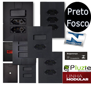 Tomada Interruptor Pluzie Modular Preto Fosco Linha Completa em Oferta na Shopee