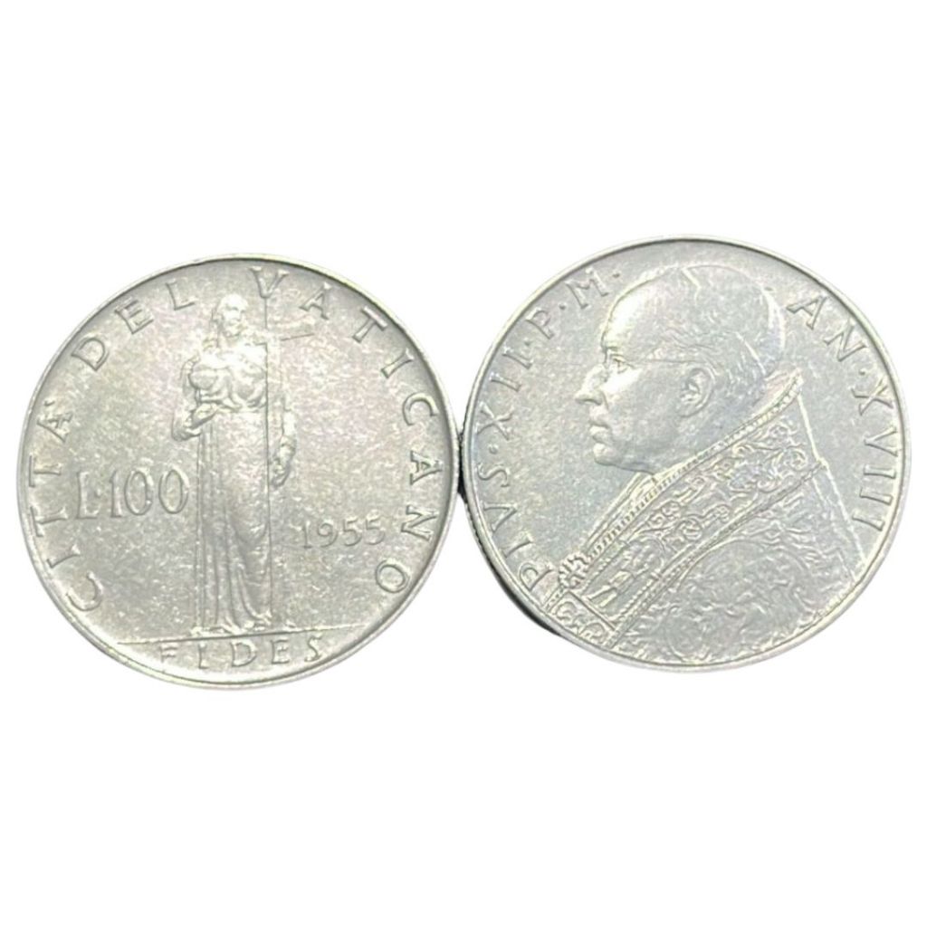 Moeda do Vaticano - 100 liras - 1955 / 1956 / 1957 ou 1958
