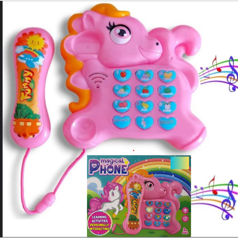 TELEFONE musical luz som ABELHA UNICORNIO animais TELEFONINHO piano didatico INTERATIVO BB 12 TECLAS