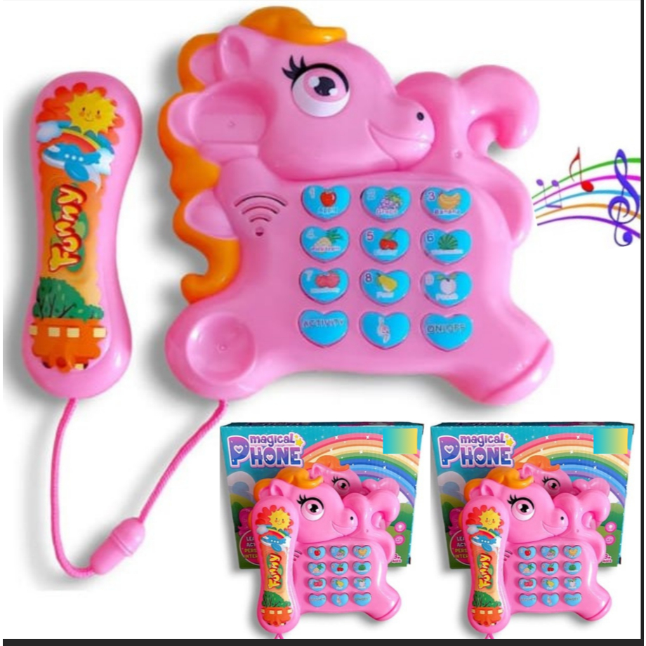 KIT 2 TELEFONE musical luz e som ABELHA UNICORNIO animais TELEFONINHO piano didatico INTERATIVO 12 T