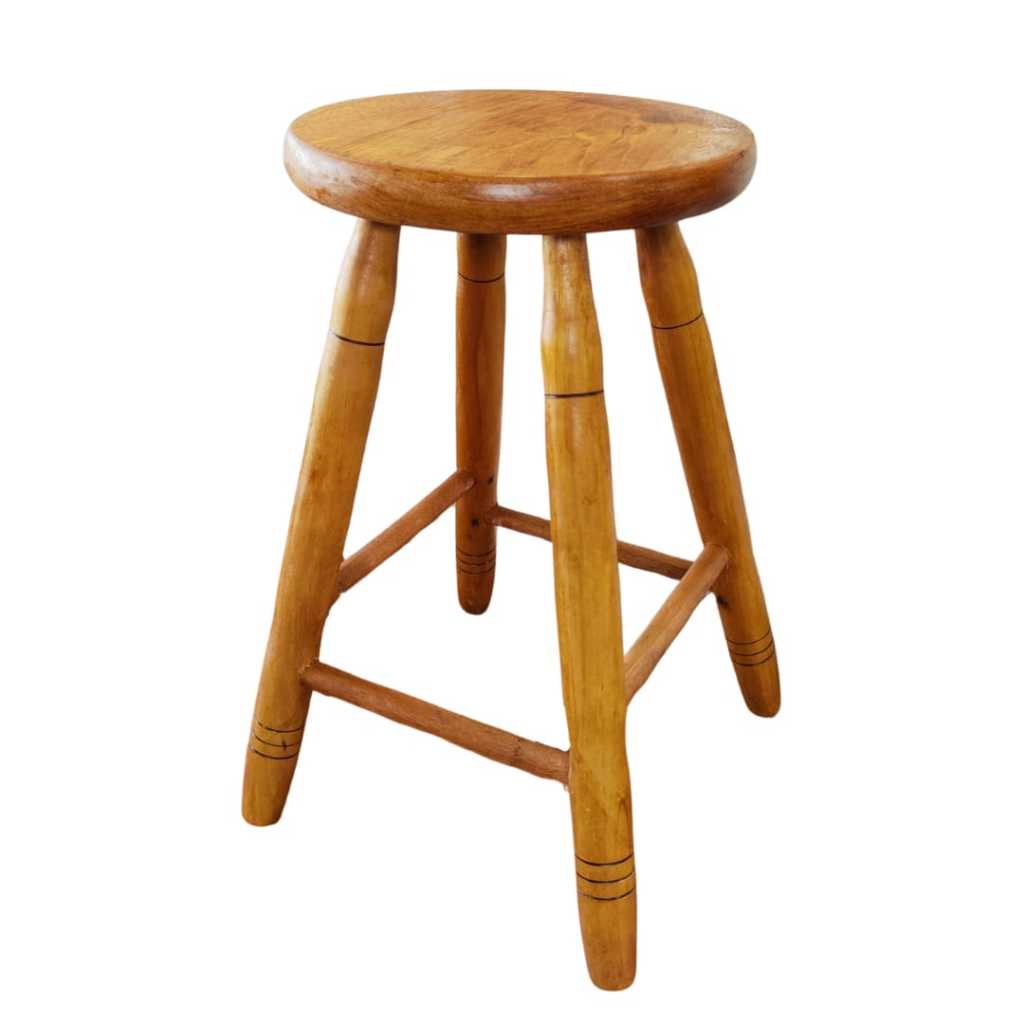 Banco Médio em madeira maciça 50cm Alt - Banquinho tamborete