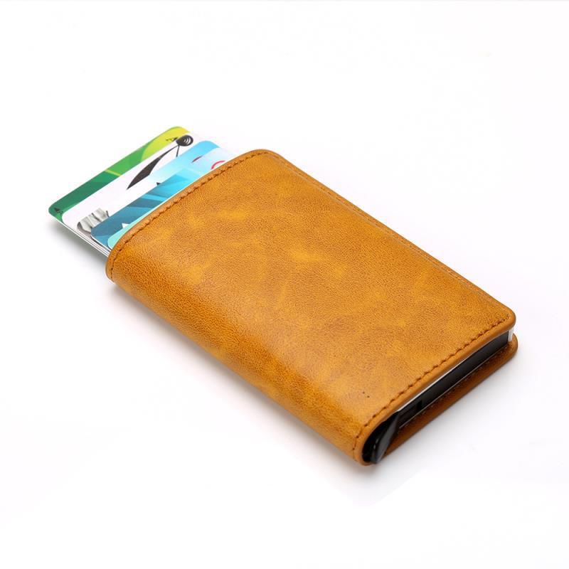 Mini Slim AlumíNio AutoPresente De AniversáRio Carteira Para Homens Porta CartãO De Couro PU em Oferta na Shopee