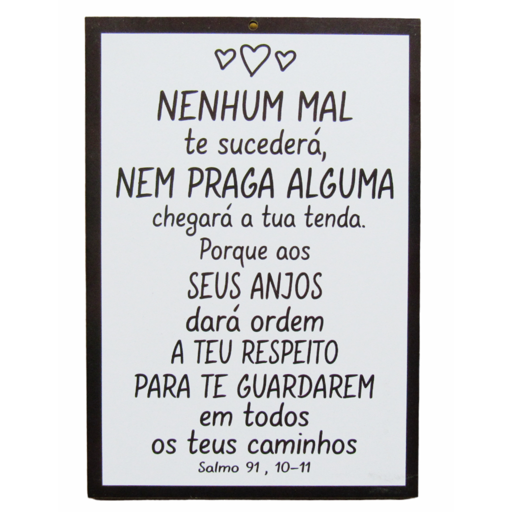 Placa Decorativa Adesivada Nenhum Mal Te Sucederá Mdf PROMOÇÃO