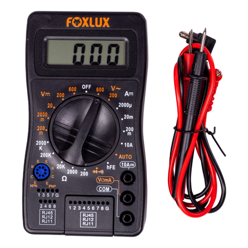 Multímetro Digital com Testador para Cabos RJ e Bipe Foxlux em Oferta na Shopee