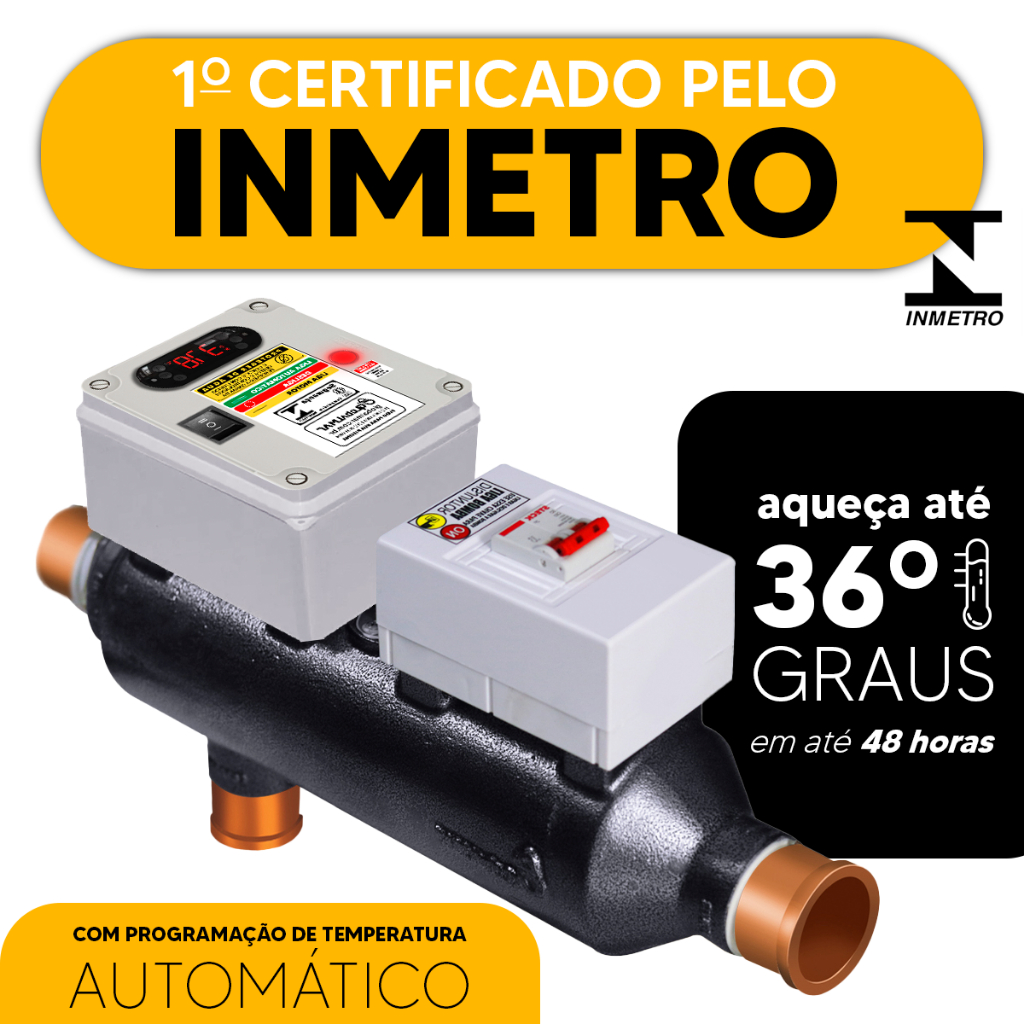 AQUECEDOR ELÉTRICO PARA PISCINA AUTOMÁTICO GLOBALMAR 60 MIL LITROS TRIFÁSICO