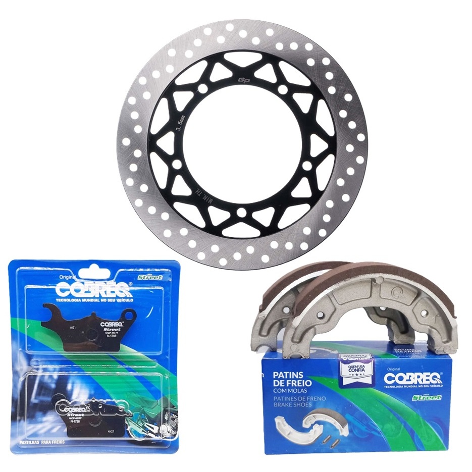 Disco de Freio Dianteiro Factor 150 / Factor 125i 2016-2025 + Pastilhas e Lonas Cobreq em Oferta na Shopee