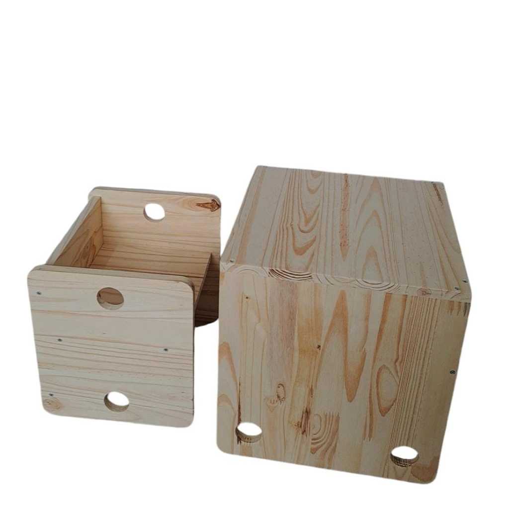 Cadeira/mesa Cubo Infantil Montessoriano em Madeira Pinus Educativa Criativa ler pintar Criança