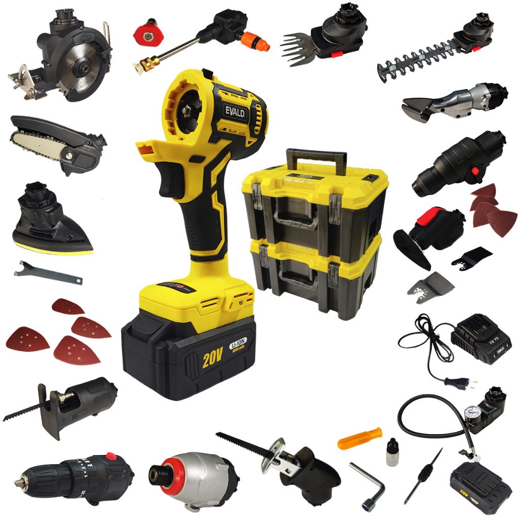 Kit Furadeira Bateria 20V Multifuncional 14 em 1 Brushless EVFM-14 EVALD em Oferta na Shopee