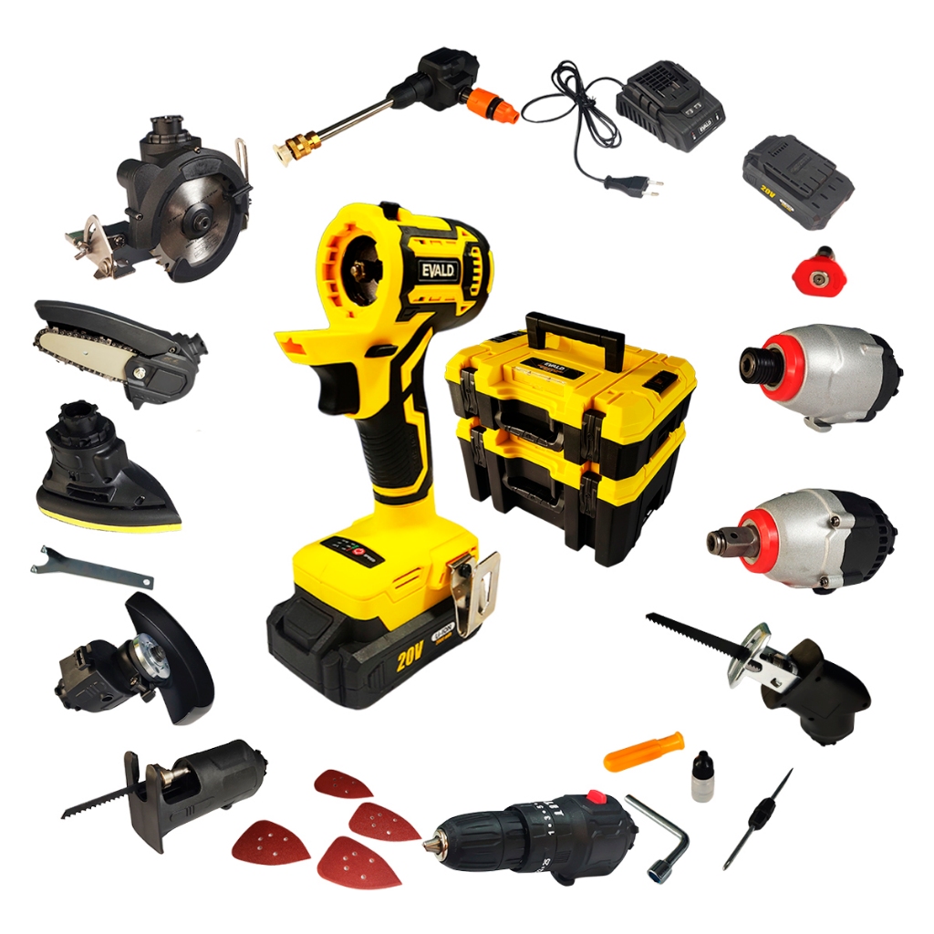 Kit Furadeira Bateria 20V Multifuncional 10 em 1 Brushless EVFM-10 EVALD - Home & Living