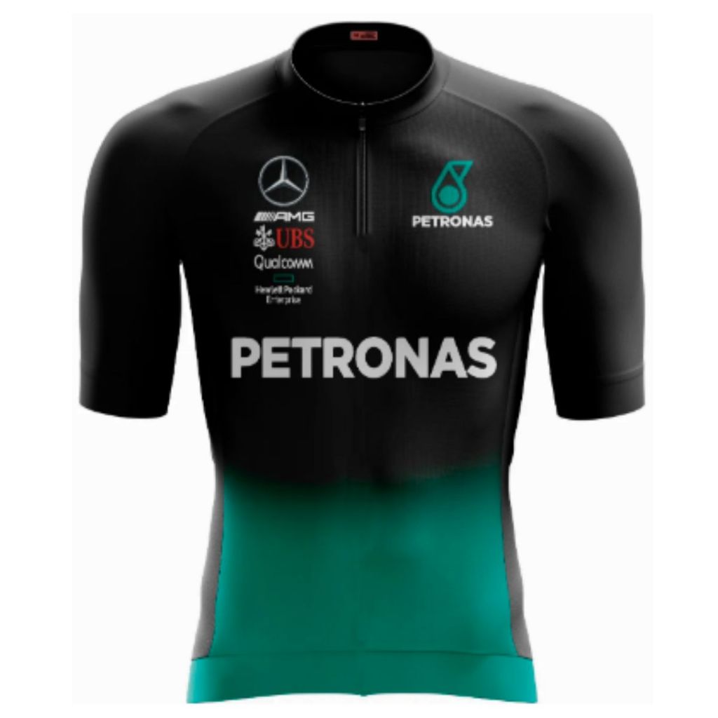 Camisa Ciclismo Masculina Camiseta Manga Curta Proteção UV Petronas Preta Roupa Bike Pedal Mtb