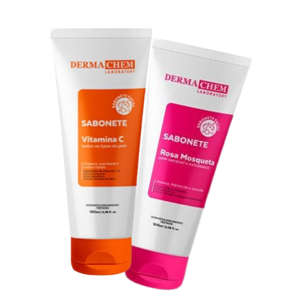 Kit Cuidado Facial Sabonete Facial Vitamina C Clareador Rosa Mosqueta Dermachem