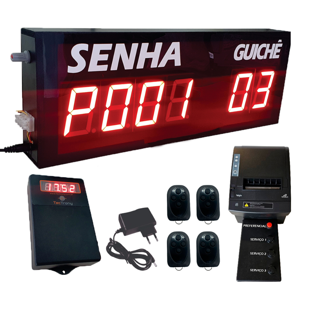 Sistema Senha Guichê com impressora 4 serviços