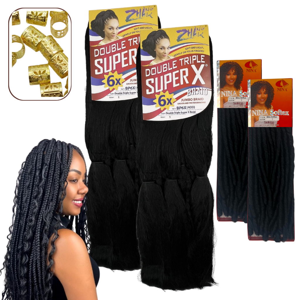 Kit Gypsy 2 jumbo + 2 nina Softex Cacho + tranças Box braids em Oferta na Shopee