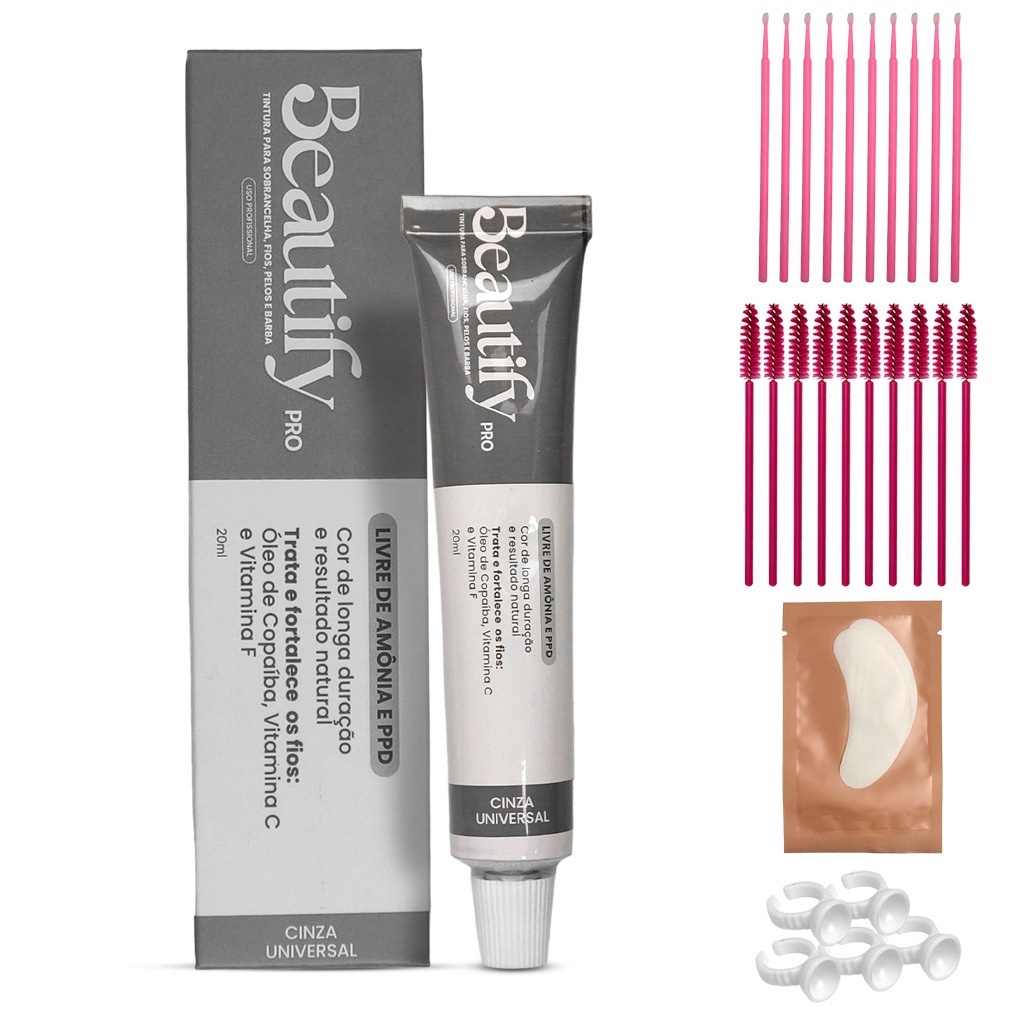 Tintura Beautify Pro Cinza Universal Para Brow Lamination Cílios Sobrancelha