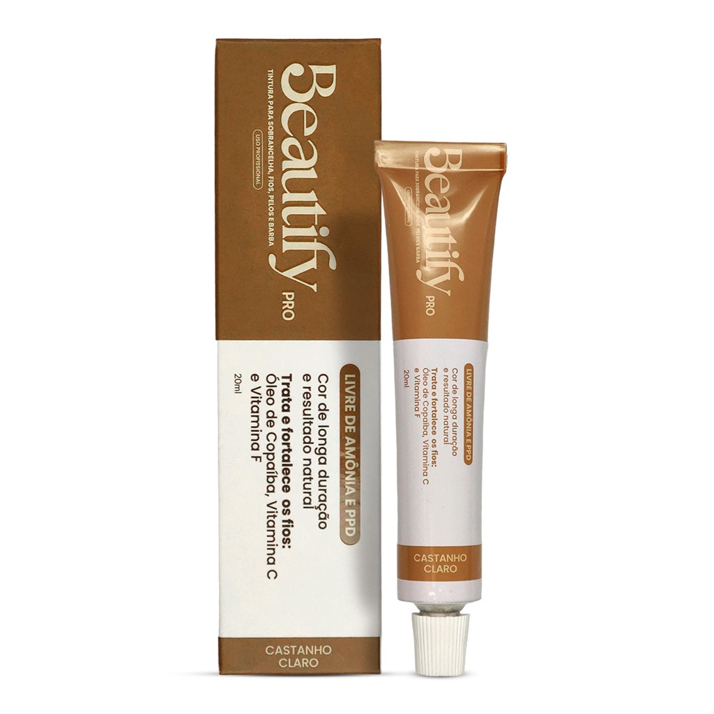 Tintura Beautify Pro Castanho Claro Para Sobrancelha Brow Lamination Cílios