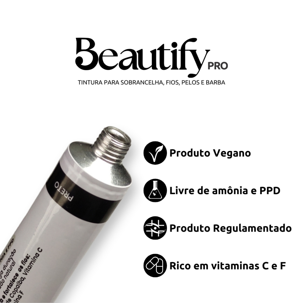 Tintura Beautify Pro Preta Para Sobrancelha Cílios Brow Lamination — imagem 2 de 2