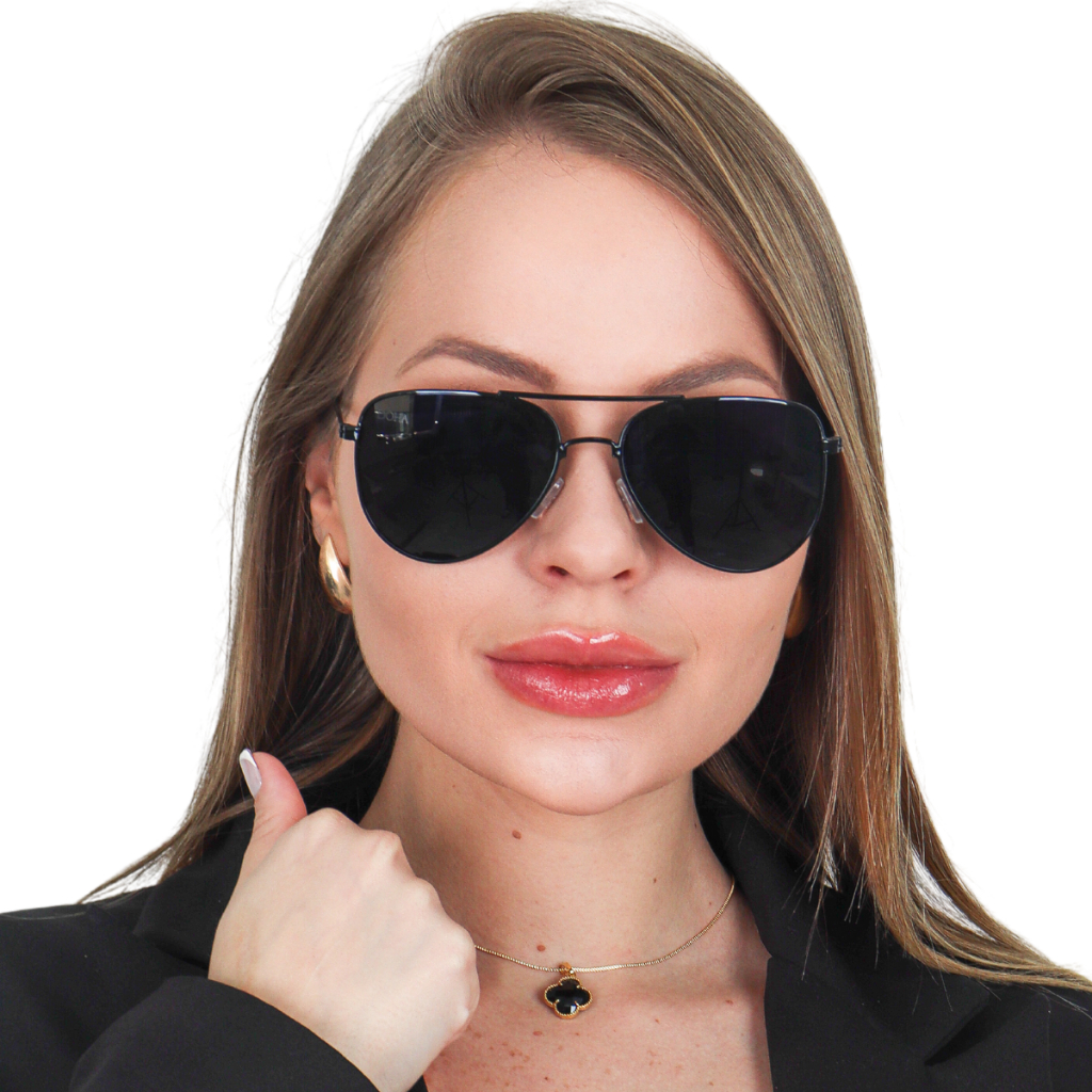 Óculos de Sol Escuro Aviador Clássico Feminino Masculino Proteção UV400 Doha