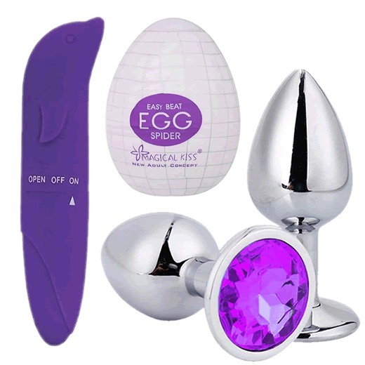 KIT ÊXTASE: Masturbador EGG + Vibrador + Plug Anal - SEX SHOP em Oferta na Shopee