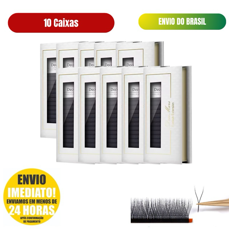 Kit 10 Caixas Cílios Y Decemars Atacado Volume Brasileiro 0.07 Lashes Fio a Fio Alongamento