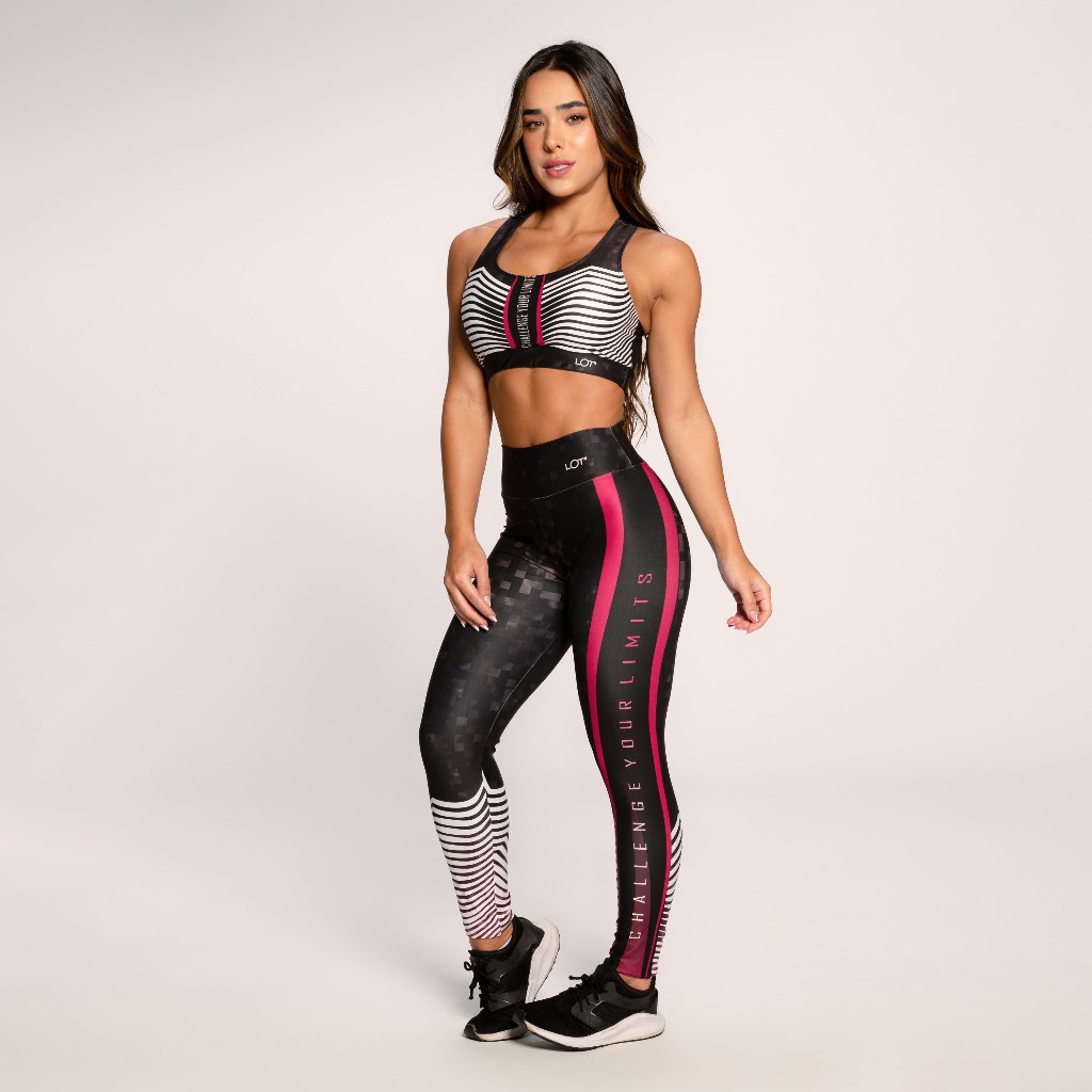 Conjunto Fitness Suplex Estampado Academia Feminino Top E Calça Challenge Lot Fitness em Oferta na Shopee