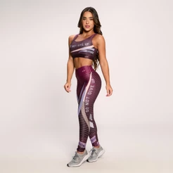 Conjunto Academia Suplex Estampado Feminino Fitness Top E Calça Dont Give Up