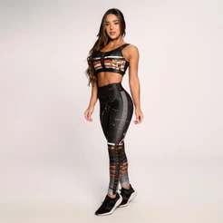 Conjunto Fitness Academia Suplex Estampado Feminino Top E Calça Strong Girl Lot Fitness