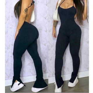 Macacão flare costa nua moda feminina em Oferta na Shopee