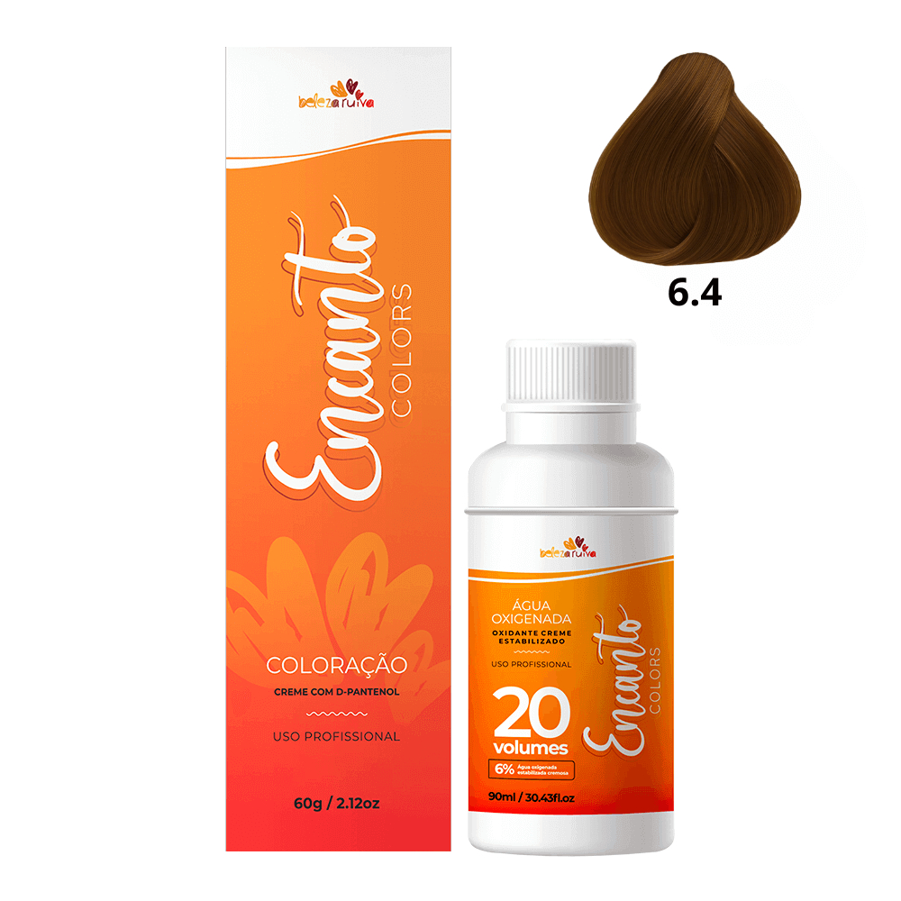 Kit Beleza Ruiva Encanto Colors 6.4 e Oxigenada 20vol 6%